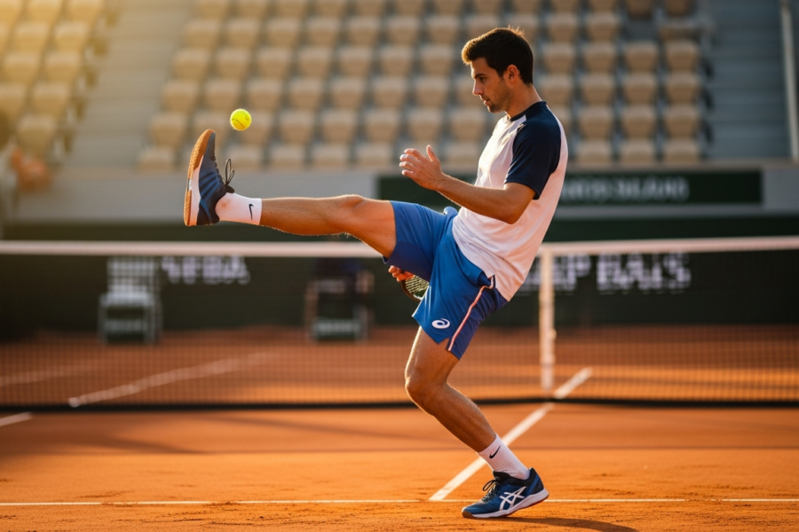 Czy w trenisie można odbić piłkę nogą?